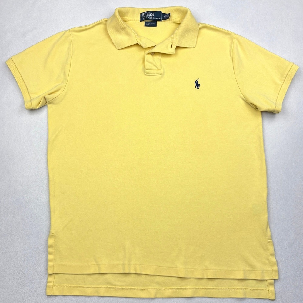 Polo Ralph Lauren Shirt Mens Small Custom Fit Yellow Pique Short Sleeve Pony S